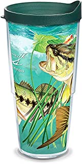 Tervis 1077884 Guy Harvey - Largemouth Bass Tumbler with Wrap and Hunter Green Lid 24oz, Clear