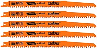 HORUSDY 9-Inch Wood Pruning Reciprocating Saw Blades, 5TPI Saw Blades - 5 Pack