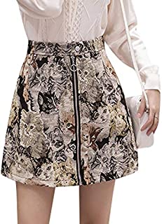 Female Skirt High Waist Women Cat Pattern Mini Skirt Womens A Line High Waist Skirts,Multi,M