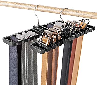 DIOMMELL 2 PCS Belts Rack, Storage Organizer, Hanger, Holder - Closet tie Racks Hangers Sturdy for Men Women, Black