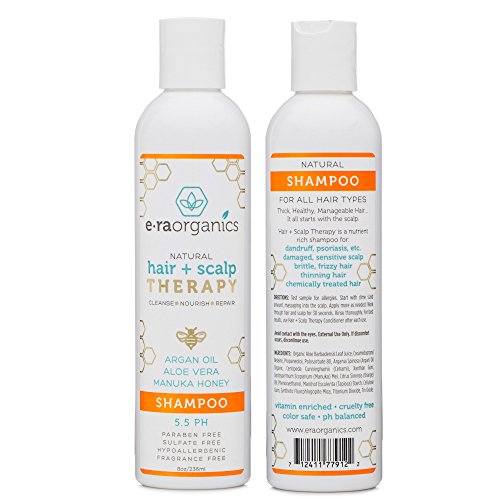 Sulfate Free Shampoo For Itchy Scalp - Moisturizing Shampoo for Dry, Itchy Scalp & Damaged, Frizzy, Oily Hair With Aloe Vera, Manuka Honey & More - Ph Balanced, Paraben Free 8oz Era-Organics