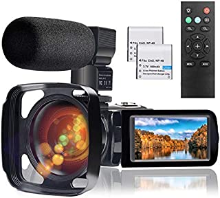 Video Camera Camcorder with Microphone, Full HD 1080P 24MP 30FPS FamBrow Digital YouTube Vlogging Camera Recorder Night Vision 3.0 Inch 270 Degree Rotation LCD 16X Digital Zoom Camcorders, 2 Batteries