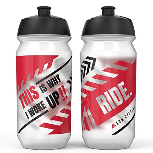 KOM Cycling Water Bottle 2 Pack. Cycling Water Bottle Set to Inspire. Includes 2 bike water bottles that fit most cages and bottle holders. BPA Free! Made in Europe