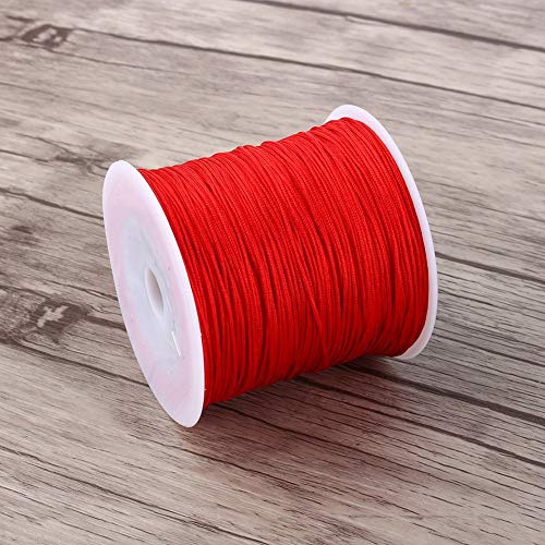 Nylon Beading String Knotting Cord, 100M x 0.8mm Mult-use Nylon Thread Knotting Cord Rattail Trim for DIY Jewellery Chinese Knot Making Window Blinds Arts Crafts Wind Chime Supplies Red