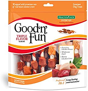 Good'N'Fun Triple Flavored Rawhide Kabobs For Dogs, 12 Oz