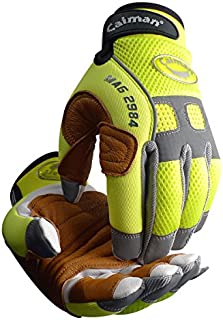 Caiman 2984-5 Rappelling & Rope Handling Glove with Goatskin Palm & Pig Grain Reinforcement Layer, Large