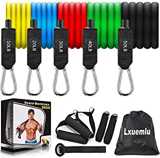 2020 Newest 150LB Resistance Bands Set for Home Workouts, Physical Therapy - Exercise Bands with Handles, Door Anchor, Ankle Straps and Workout Guide