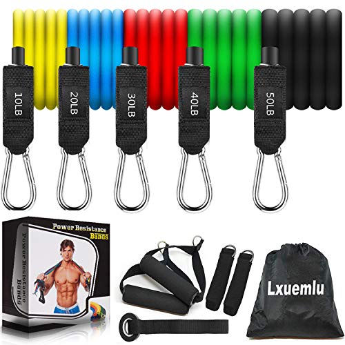 2020 Newest 150LB Resistance Bands Set for Home Workouts, Physical Therapy - Exercise Bands with Handles, Door Anchor, Ankle Straps and Workout Guide