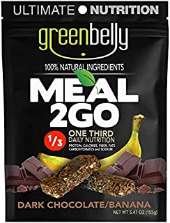 Greenbelly Backpacking Meals - Backpacking Food, Appalachian Trail Food Bars, Ultralight, Non-Cook, High-Calorie, Gluten-Free, Ready-to-Eat, All Natural Meal Bars (Dark Chocolate, 32 Meals)