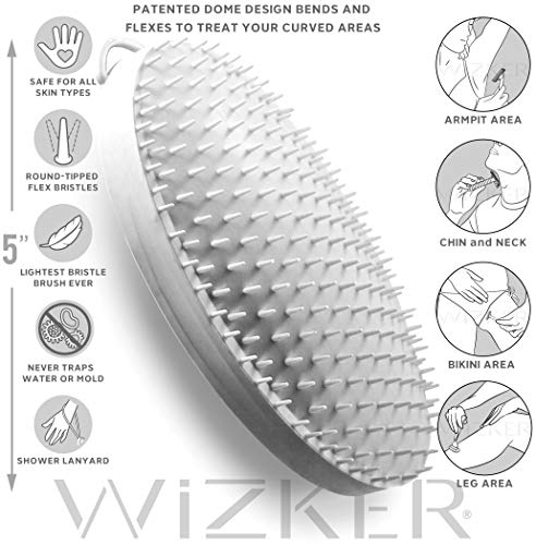 Waterproof Exfoliating Brush Stops Ingrown Hair Razor Bumps Shaving Face and Body Scrubber by WIZKER