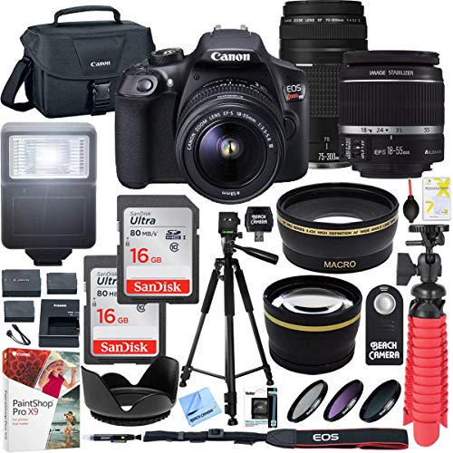 Canon T6 EOS Rebel DSLR Camera with EF-S 18-55mm f/3.5-5.6 IS II and EF 75-300mm f/4-5.6 III Lens