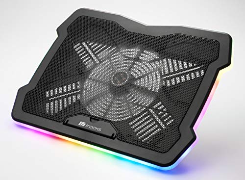 RGB Laptop Cooling Pad Adjustable Angle 15-17 Inch Gaming Laptop Stand with USB Cooler Fan irocks C46E