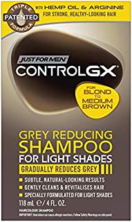 Just For Men Control GX Grey Reducing Shampoo, For Lighter Shades of Hair from Blonde to Medium Brown, 4 Ounce