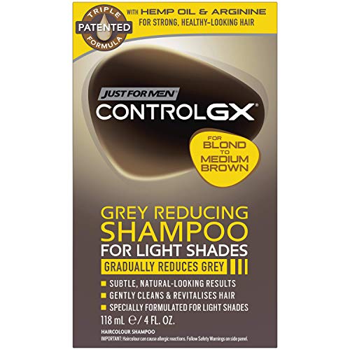 Just For Men Control GX Grey Reducing Shampoo, For Lighter Shades of Hair from Blonde to Medium Brown, 4 Ounce