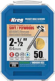 Kreg SML-C250S5-50 Stainless Steel Pocket Hole Screws - 2 1/2