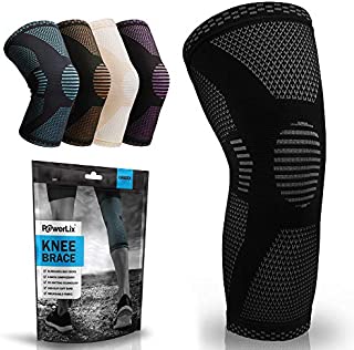 POWERLIX Knee Compression Sleeve - Best Knee Brace for Men & Women  Knee Support for Running, Basketball, Weightlifting, Gym, Workout, Sports, (Black, Large)