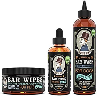 MISTER BEN'S Original Ear Care Kit + Wipes for Dogs - Most Effective Dog Ear Cleaners - Includes Tonic, Wash & Wipes - Fast Relief from infections, itching, Odors, Bacteria, Mites, Fungus & Yeast