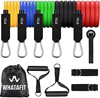 Whatafit Resistance Bands Set (11pcs), Exercise Bands with Door Anchor, Handles, Waterproof Carry Bag, Legs Ankle Straps for Resistance Training, Physical Therapy, Home Workouts