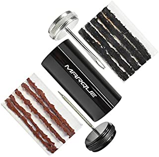 MARQUE Tubeless Bike Tire Repair Kit  Fix and Plug Bicycle Tubeless Tire Punctures Fast, Easy to Use Flat Tire Repair Kit with 10 Tire Strip Plugs for Mountain Road Bike Cycling (Polished Black)