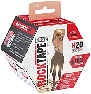 RockTape H2O Edge Highly Water-Resistant Kinesiology Tape with Travel Case, 16.4-Foot Continuous Roll, Beige