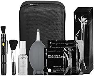 Movo Deluxe Essentials DSLR Camera Cleaning Kit with 10 APS-C Cleaning Swabs, Sensor Cleaning Fluid, Rocket Air Blower, Lens Pen, Soft Brush, 2X Small and 2X Large Microfiber Cloths and Carrying Case