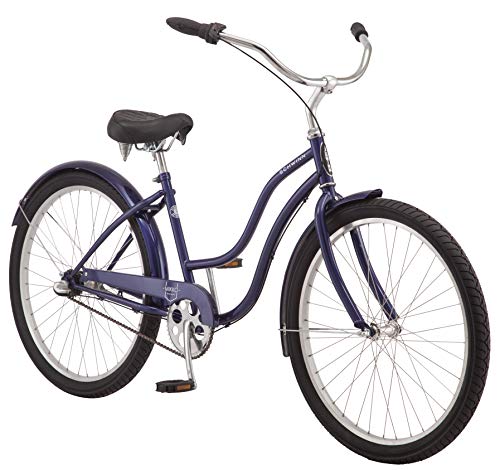 Schwinn Mikko Adult Beach Cruiser Bike, Featuring 17-Inch/Medium Steel Step-Over Frames, 3-Speed Drivetrains, Navy