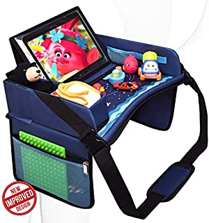 DMoose Travel Lap Activity Tray for Kids and Toddlers, Padded Comfort Base, Side Walls, Mesh Snack Pockets, Tablet Holder, Waterproof Car Seat, Stroller, Airplane Play and Learn Area