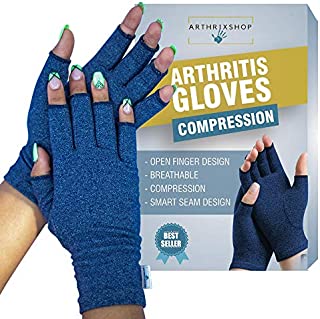 Rheumatoid Pain Compression Arthritis Gloves. Pain Relief, Ease Muscle Tension, Relieve Carpal Tunnel Ache for Men and Women, Heat Hand Gloves for Computer. (Navy Blue) (Small)