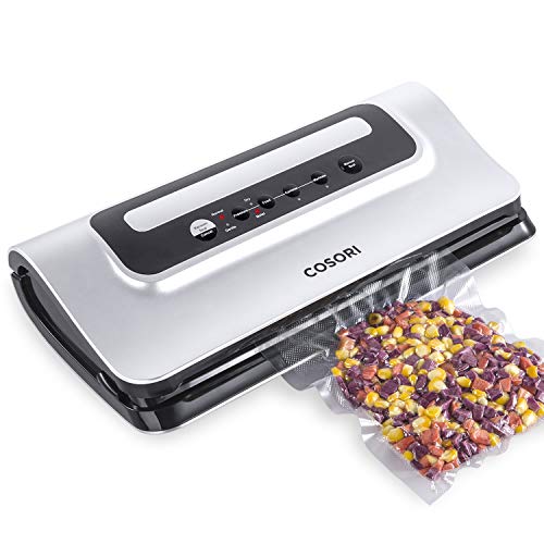 COSORI CP428-VS Built-in Bag Cutter, Automatic Vacuum Sealer Machine Saver, Starter Bgas & Air Suction Hose, Dry & Moist Food Modes, UL/ETL Listed, Silver