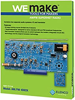 Elenco AM/FM Radio Kit |Switch Between ICs & Transistors | Lead Free Solder | Great STEM Project | Superheterodyne Designed to AM and FM Broadcasts | SOLDERING REQUIRED