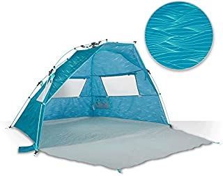 Lightspeed Outdoors Quick Cabana Beach Tent Sun Shelter, Aqua Teal Waves