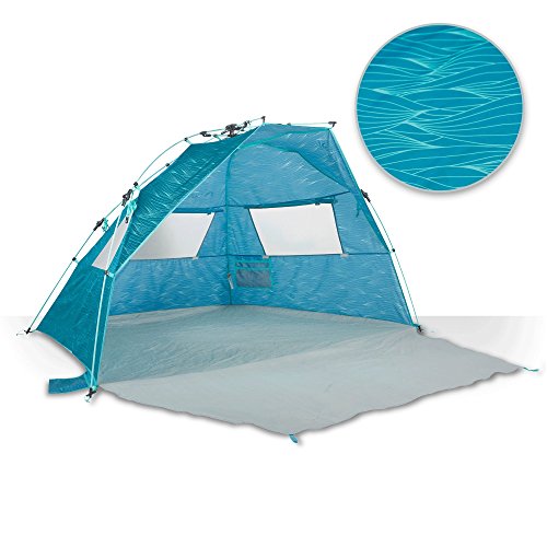 Lightspeed Outdoors Quick Cabana Beach Tent Sun Shelter, Aqua Teal Waves