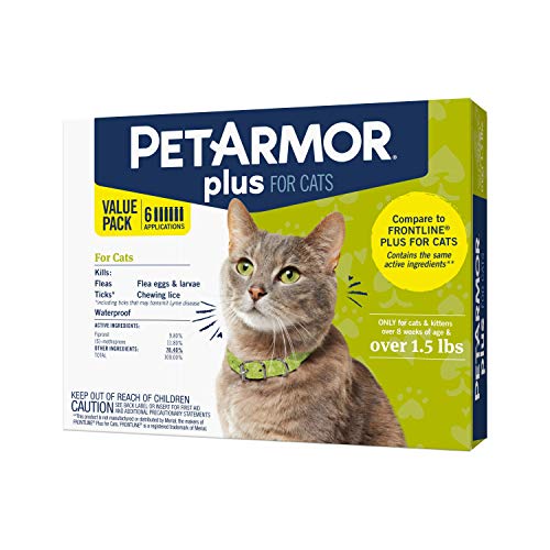 PetArmor Plus for Cats, Flea & Tick Prevention for Cats (Over 1.5 lb), Includes 6 Month Supply of Topical Flea Treatments