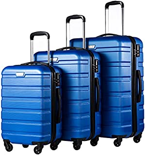 COOLIFE Luggage 3 Piece Set Suitcase Spinner Hardshell Lightweight TSA Lock (blue)