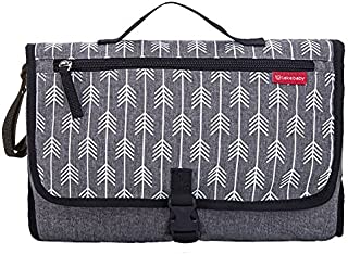 Lekebebay Portable Diaper Changing Pad Built-in Head Cushion Waterproof Baby Travel Changing Station, Arrow Grey Print