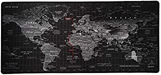 JIALONG Gaming Mouse Pad Large Size 35.4 X 15.7X 0.12inches Desk Mousepad with Personalized Design for Laptop, Computer PC - Black World Map with Time