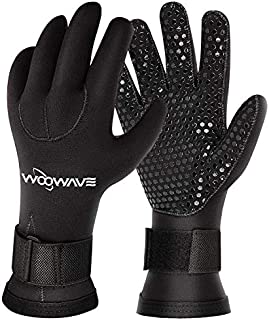 WOOWAVE Diving Gloves 3mm Premium Double-Lined Neoprene Wetsuit Gloves with Adjustable Strap for Men Women Scuba-Diving Snorkeling Surfing Kayaking All Water Sports (Large)