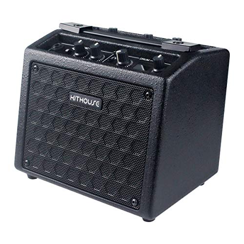 Kithouse B9 Electric Guitar Amp Rechargeable Bass Guitar Amplifier Portable with 18 Types Drum Beats, Microphone & AUX Input, Headset Output