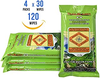 Trailblazer Biodegradable Wet Wipes for No Rinse Bathing and Showers. Great for Camping, Travel, Body Cleansing, Personal Hygiene and Cleaning. Vitamin E and Aloe Enriche (4 Packs)