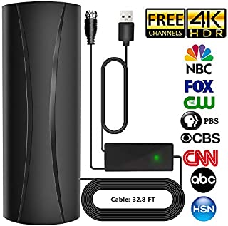 2020 Newest Outdoor/Indoor TV Antenna 150 Miles Range,Digital HDTV Antenna with 36ft Long Coax Cable Support All Television,TV Antenna for Free Local Channels 4K HD 1080P VHF UHF (Black-2)