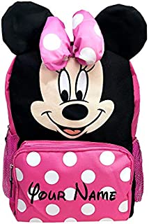 Personalized Disney Minnie Mouse Face Backpack Book Bag - 16 Inches