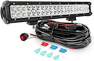 Nilight ZH006 Bar 20Inch 126W Spot Flood Combo Led Off Road Lights with 16AWG Wiring Harness Kit-2 Lead, 2 Years Warranty