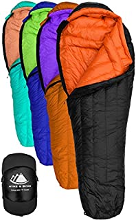 Hyke & Byke Eolus 15 & 30 Degree F 800 Fill Power Hydrophobic Goose Down Sleeping Bag with ClusterLoft Base - Ultra Lightweight 3 Season Mens and Womens Mummy Bag Designed for Backpacking