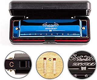 JSL Harmonica, Standard Diatonic Key of C 10 Holes 20 Tones Blues Mouth Organ Harp For Kids, Beginners, Professional, Students (Blues)