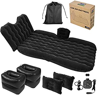 RIO GREEN Inflatable Car Air Mattress - Portable Back Seat Bed, Headrest, Blow Up Footstools, Electric Pump - Sleep on Road Trips, Travels, Truck Camping for Couples, Children - SUV Compatible
