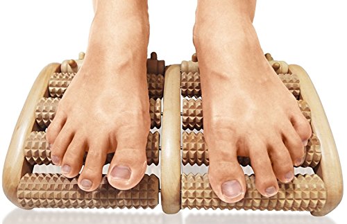 TheraFlow Dual Foot Massager Roller (Large). Relieve Plantar Fasciitis, Stress, Heel, Arch Pain - The Original - Shiatsu Acupressure Relaxation. Full Instructions/Reflexology Chart. Christmas Gift