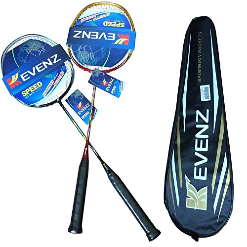 KEVENZ 2 Pack Graphite High-Grade Badminton Racquet, Professional Carbon Fiber Badminton Racket Included Black Red Color Rackets 2 Carrying Bag