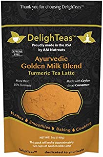 Ayurvedic Organic Golden Milk blend with Turmeric, Ceylon Cinnamon, Ginger and Black Pepper; Anti-Inflammatory (5 oz, 120 cups)