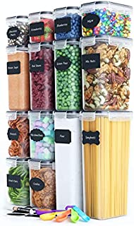 Chef's Path Airtight Food Storage Container Set - 14 PC - Kitchen & Pantry Organization - BPA-Free - Plastic Canisters with Durable Lids Ideal for Cereal, Flour & Sugar - Labels, Marker & Spoon Set