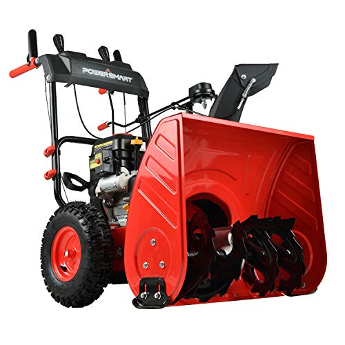 PowerSmart Snow Blower, 26-INCH Remove Width Snow Blower, 4-Stroke 212cc Gas Snow Blower, 2-Stage Electric Start Gas Powered Snow Blower, Color Red and Black, PSS2260L